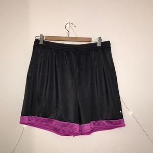 dark grey and purple basketball shorts